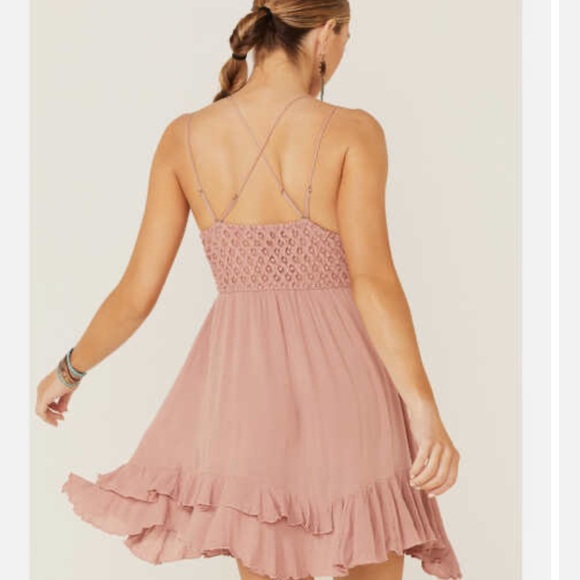 Free People Adela adella slip dress rose pink XS NWT - Picture 3 of 6